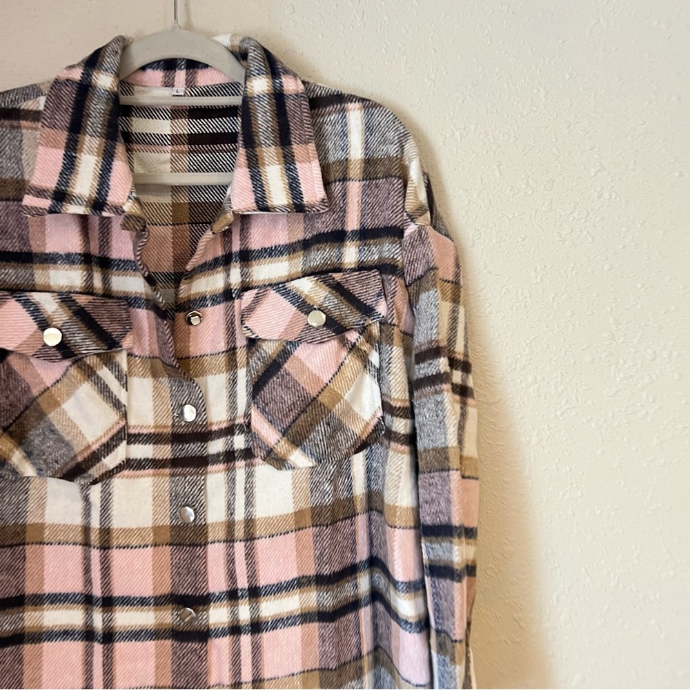 Pink Plaid Shacket - Picture 4 of 9